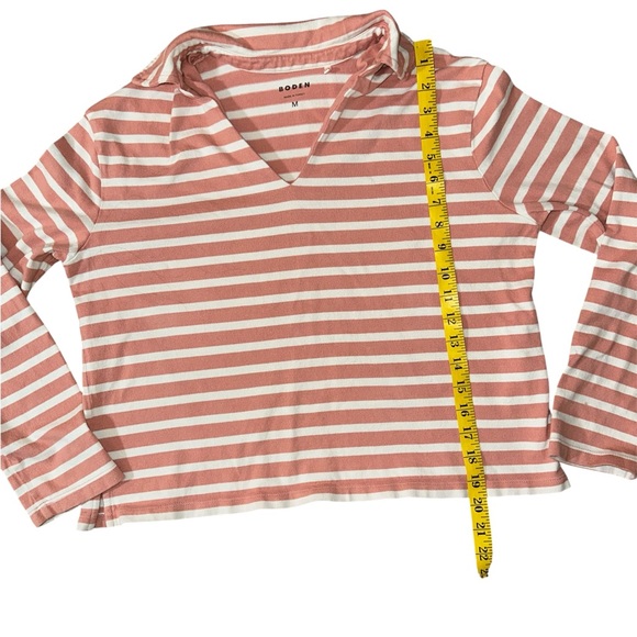 Boden Coral and White Striped Long Sleeve Tee - Picture 4 of 5